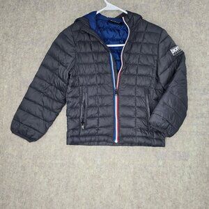 DKNY Sport Boys Puffer Jacket Size 7 Gray With Blue Lining